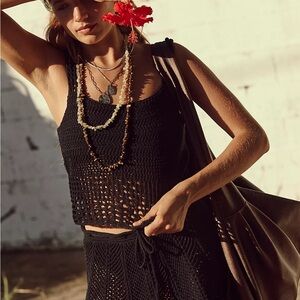 Free People Black Knit Swim Coverup